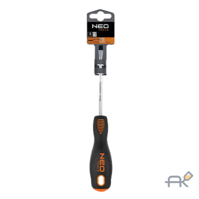 Отвертка плоская магнитная 4mm-100mm. CrMo. ручка из двух материалов. прорезиненная Neo (04-012)